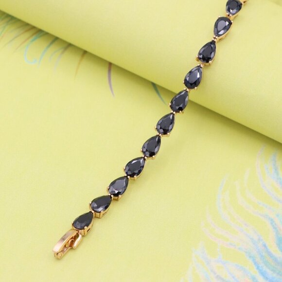 "Rose Gold Bracelet with Black Teardrop Stones – Bold & Elegant, XPBL0814 - Picture 7 of 12